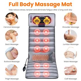 Full Body Electric Massage Mat with Heat Vibration Massage Pad Cushion Back Massage Mattress Chair Pad with Neck Massage Pillow with 10 Vibration