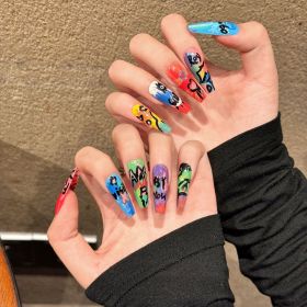 Graffiti Oil Painting Series Removable Fake Nails Wear Armor (Option: 2210 Super Long Ladder-Small Size S)