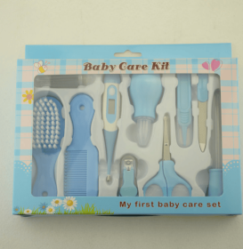 Maternal and Infant Thermometer Feeding Nasal Nasal Care 10 Piece Set Baby Manicure Clamp Nail Clipper Set (Option: Blue)
