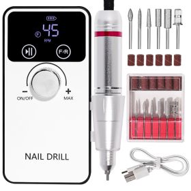 Mobile Drill Portable Nail Mobile Drill For Professional Manicure And Pedicure, Precision Electric Nail Tool For Smooth Nail Shaping And Polishin (Option: White)