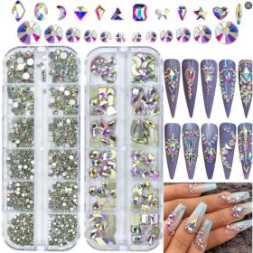 12-grid Water Drop Heart AB Crystal Nail Art Decorations (Option: PH2582 AB Color-Suit)