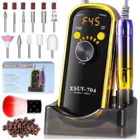 Professional Rechargeable Electric Nail Drill 40000 RPM, Portable Nail File With Storage Stand For Acrylic Gel Polishing Removing - Easy To Use F (Option: Yellow)