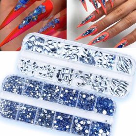 12-grid Water Drop Heart AB Crystal Nail Art Decorations (Option: PH2586 Light Blue-Suit)